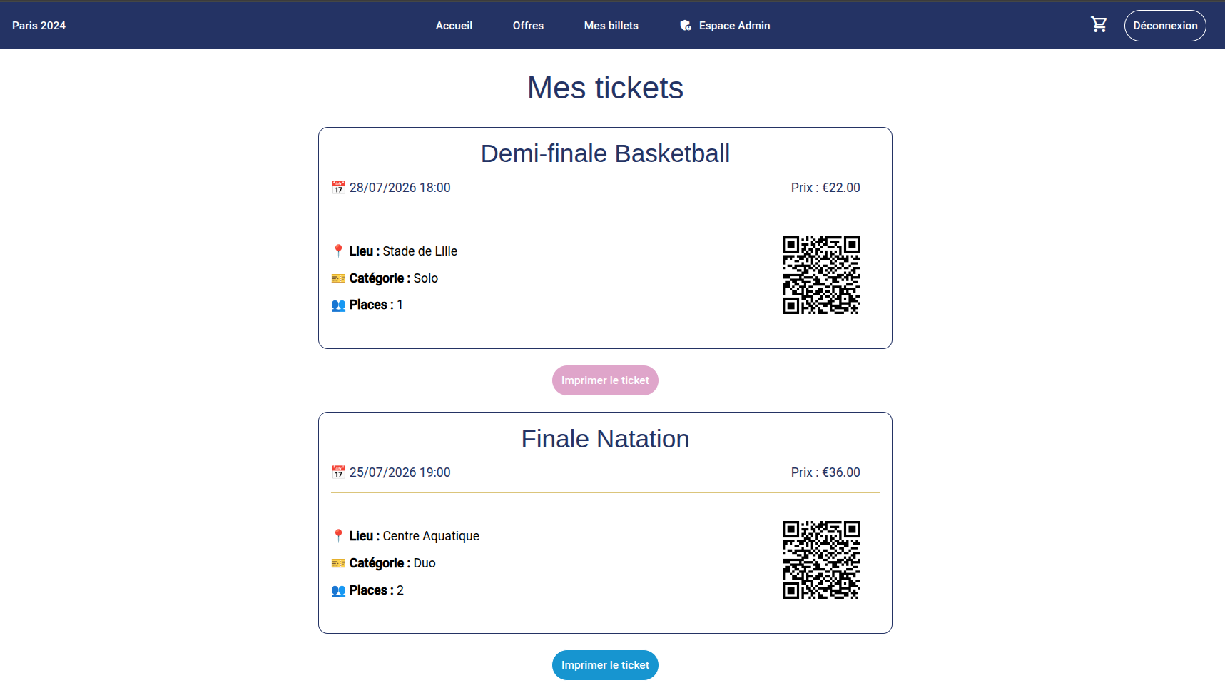 Tickets JO